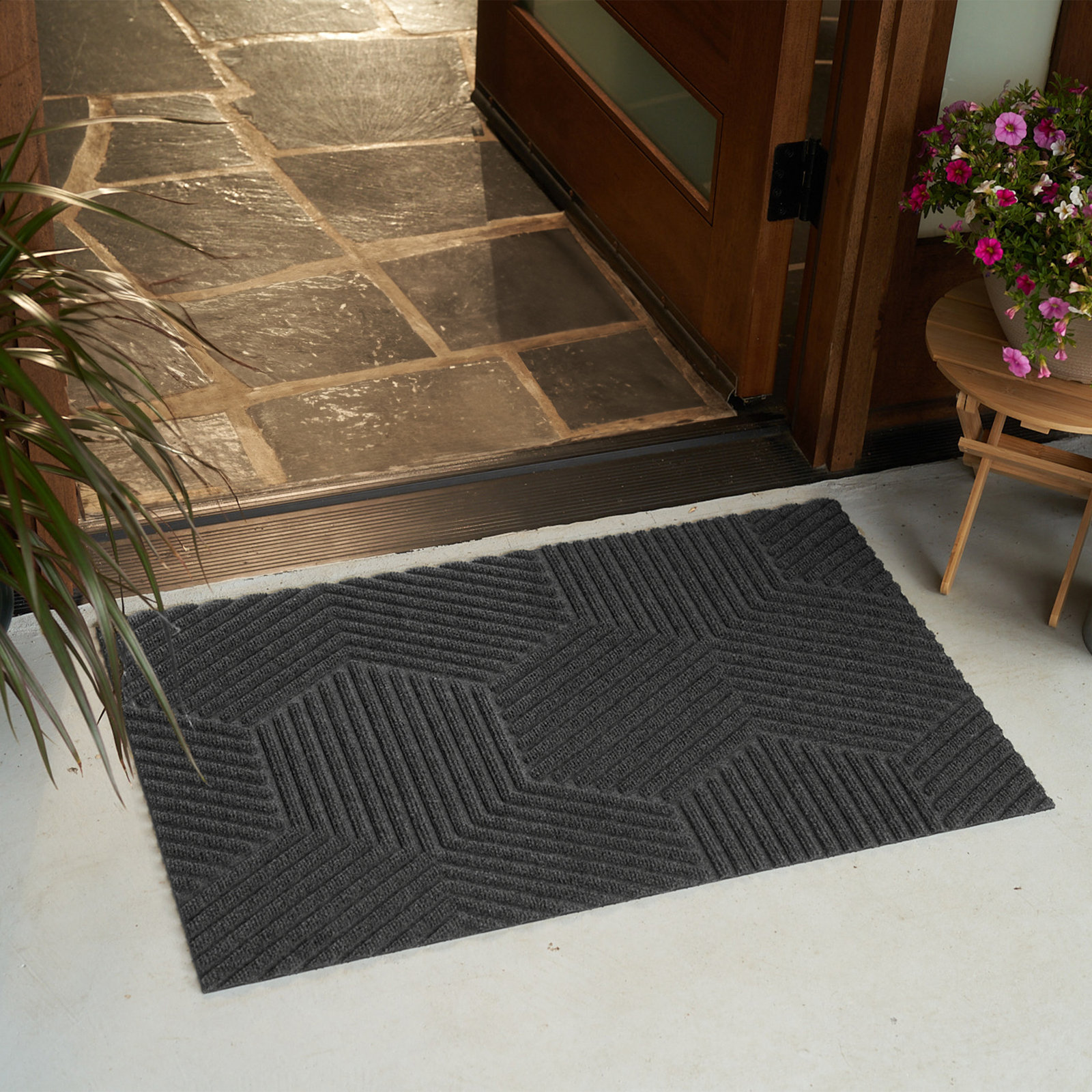 WaterHog Luxe Zephyr Non-Slip Doormat, Graphite, 21.5" W x 35" L