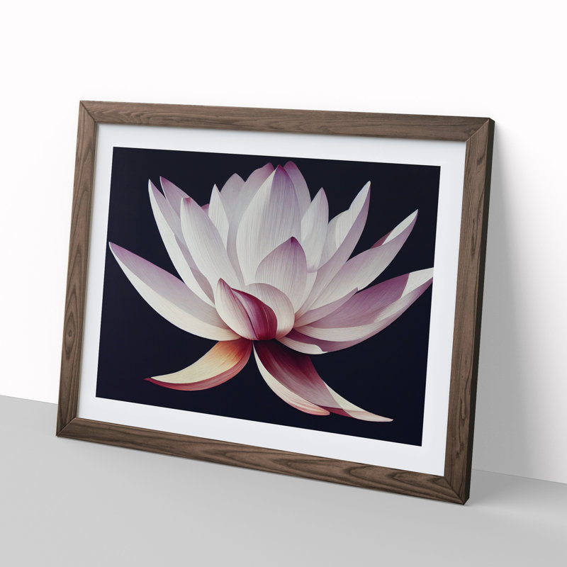 Uplifting Lotus Flower - Framed Print, 34cm H x 46cm W x 2cm D, Walnut