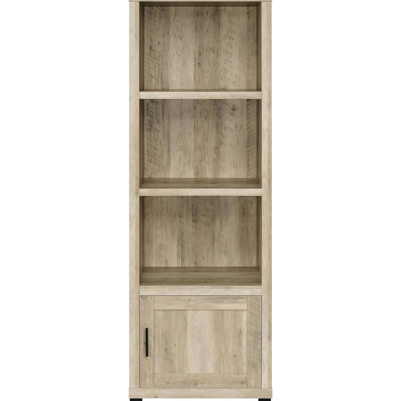 Tour média en bois d'ingénierie en pin vieilli, 3 tablettes, 4 rangements, idéale pour les intérieurs compacts - Tour en pin, bois, compartiments de rangement, espace de vie limité