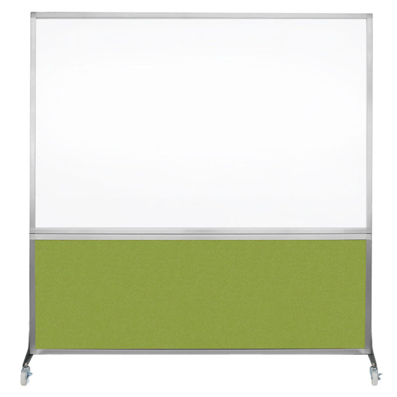 Tableau blanc mobile 6 'de haut DivideWrite, Vert lime, H 72 po x l 72 po, Argent
