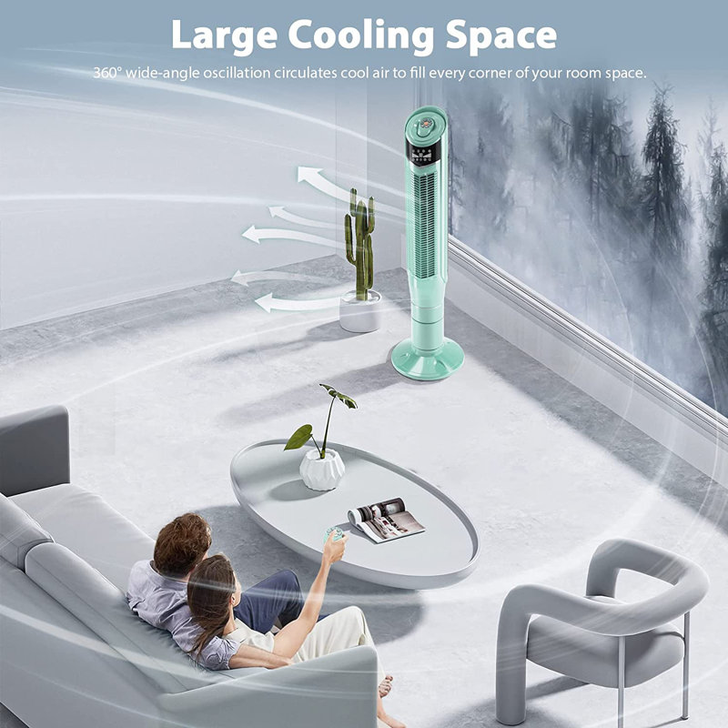 COWSAR 47" Oscillating Tower Fan, Green