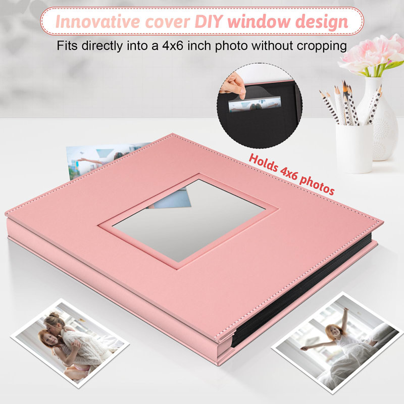 Album 4X6,500 Pockets, Leather Hardcover,50 Pages,(Pink)