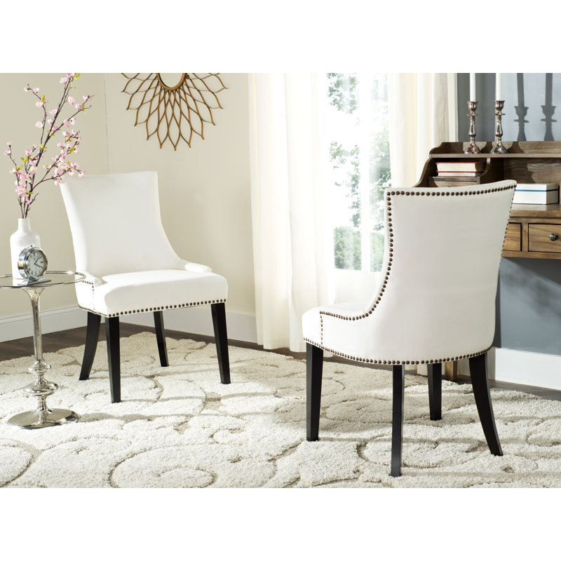 Gallager 19.5'' H Upholstered Parsons Chair, White Velvet, 2