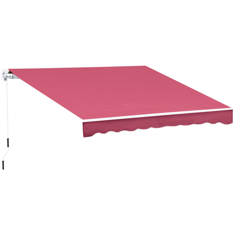 Auvent de balcon 13 'x 8', parasol rétractable avec manivelle manuelle, et tissu hydrofuge, structure en aluminium pour terrasse, cour, abri à couvercle rouge