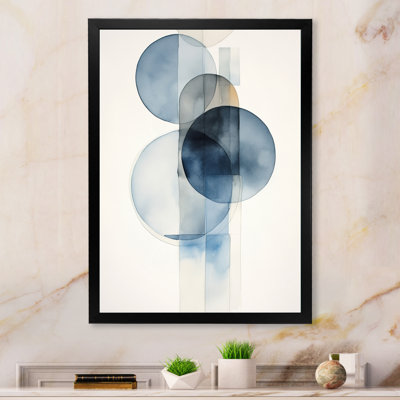 Circular Simplicity aquarelle en bleu rétro - art mural moderne sur toile géométrique