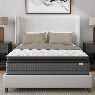 Mattresses, NapQueen Isabella 14 Inch Full Hybrid Pillow Top Mattress, CertiPUR-US Certified, Made in USA | Foam+Spring | Light Gray+Ivory