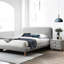 2 Table de chevet pour chambre à coucher - Boucle grise, pieds en bois, revêtement Chic In Boucle, look