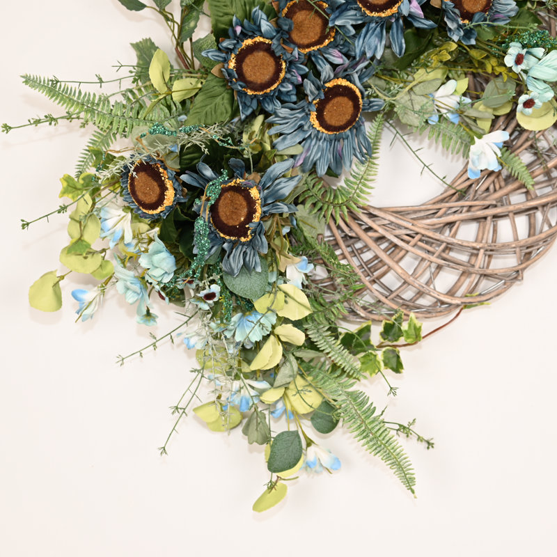 Couronne de tournesol d'été 24 po pour porte d'entrée