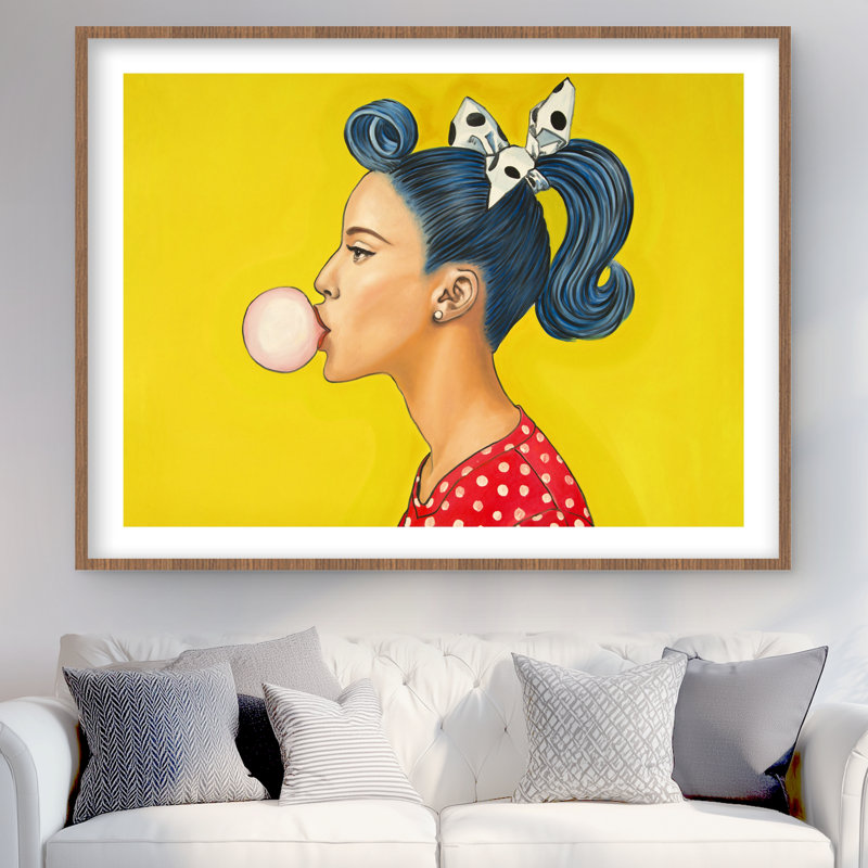 Femme rétro avec une belle queue de cheval - impression figurative bleue