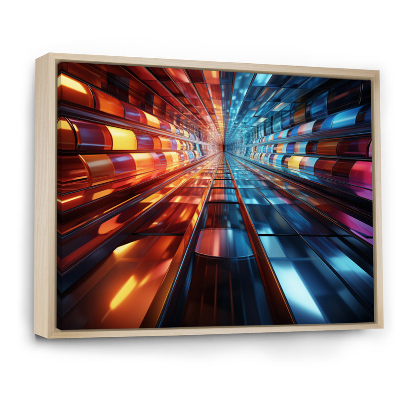 «Colorful Tunnel Abstract Dimensions Bold», impression sur toile, H 12 po x l 20 po x P 1 po, Cadre naturel flottant