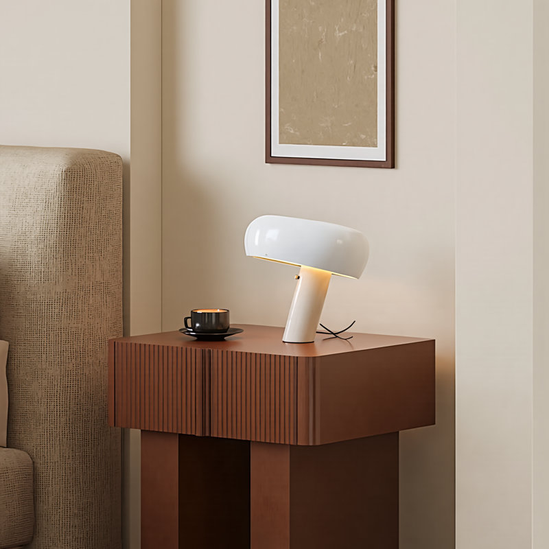 1-Lights Marble Stone Table Lamp, White, 14.57" H x 15.55" W x 15.55" D