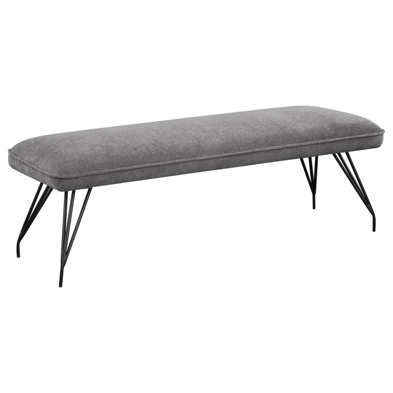 Banc de salle à manger Donne, coussin en mousse, pieds en métal, 58 po, Gris