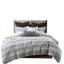 Literie très grand / très grand en coton avec taies décoratives assorties, rayures horizontales 100% tissées de style classique-119384179