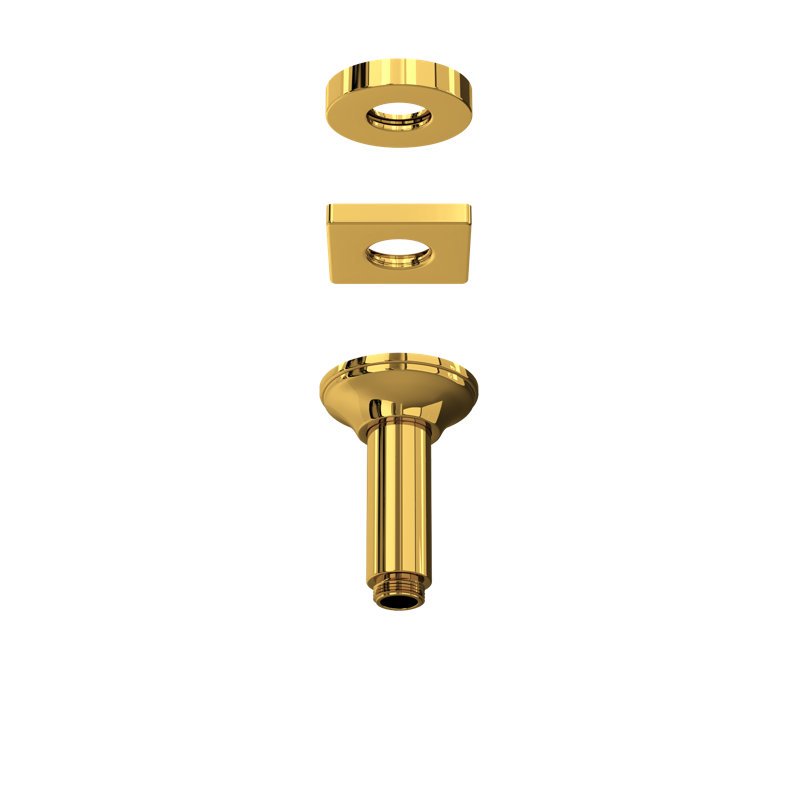 4" Ceiling Mount Shower Arm, Unlacquered Brass