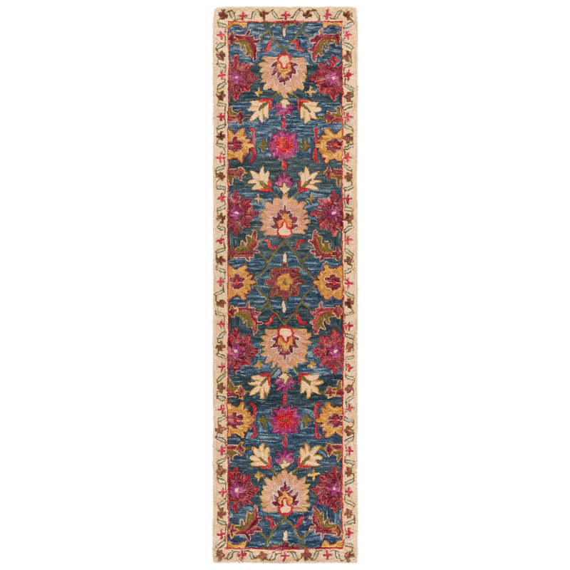 Hand Tufted Wool;Cotton Floral Indoor Rug, Runner 2'3" x 9'