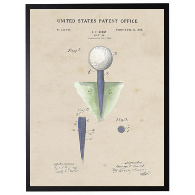 Golf Tee Patent in Black Frame