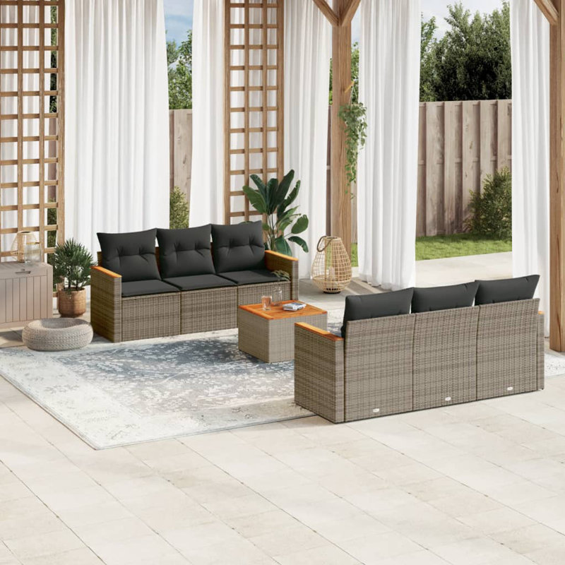 Vidaxl Garden Sofa Set, Gray Cushion/Gray Frame