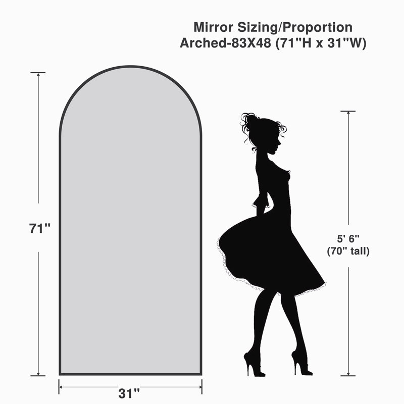 Wooden Full-Length Mirror With Stand, 71" x 31", Gold