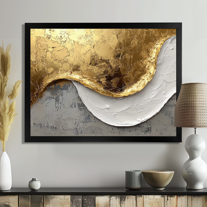Oplis II - Abstract Large Wall Art, 30" H x 40" W, Single Picture Framed, Black