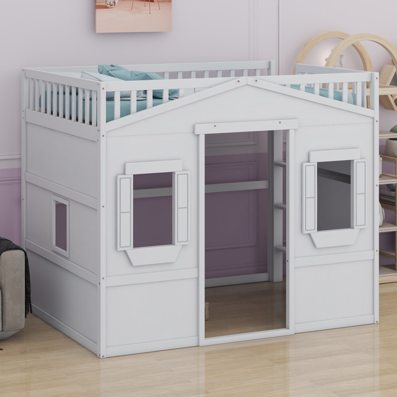 House Loft Bed With Ladder, White
