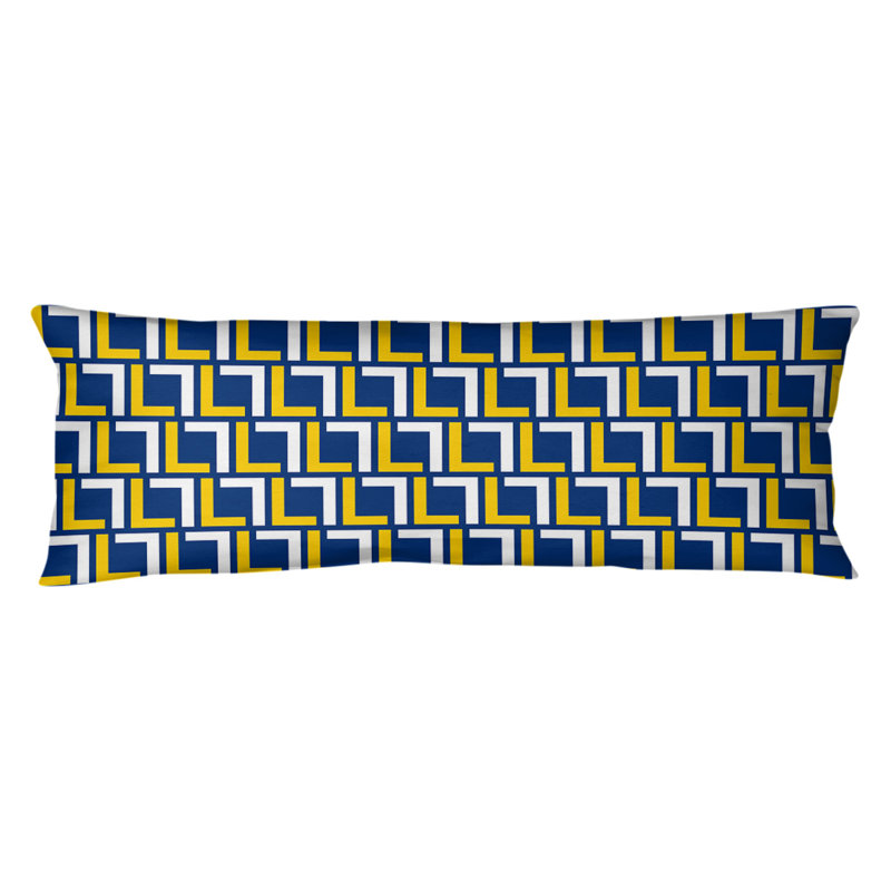 Oreiller de soutien moyen en polyester LA, Microfibre, Bleu royal / or / blanc