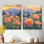 Golden pivoines dorées dans la montagne I - ensemble d'art mural en métal floral rose de 2