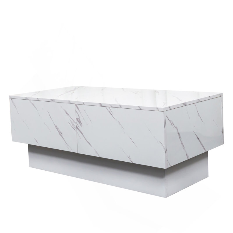 Table basse avec plateau coulissant, table centrale avec compartiment de rangement caché, table extensible pour le salon