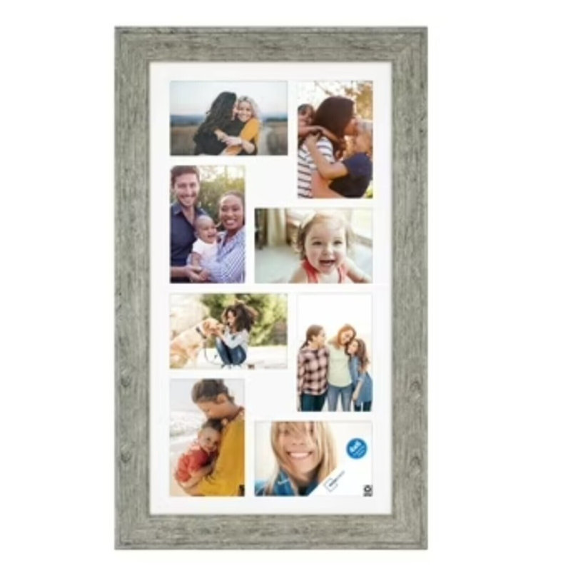 Vintage Beveled-Edge Collage Picture Frame, Holds 8 Photos, Creative Wall Decor Display Frame