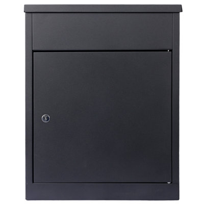 Wall Mounted Package Delivery Box 17.3" x 14.2" x 22.8" Galvanized Steel 1 Piece Mailbox Black Lockable Anti-Theft Design