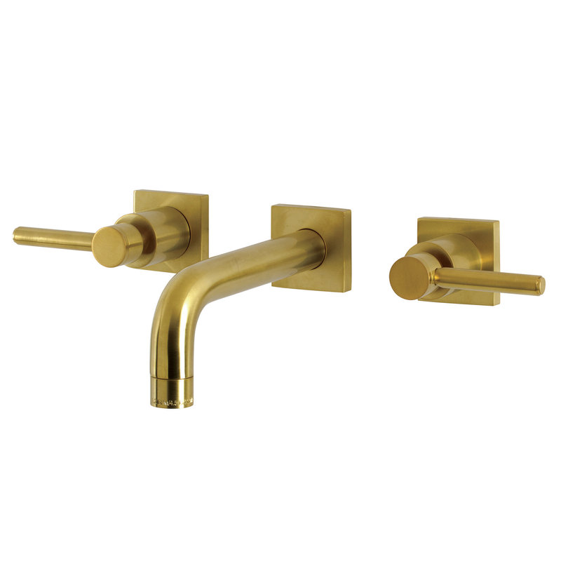 Kingston Brass Concord Two-Handle 3-Hole Wall Mount Bathroom Faucet, Brushed Brass, Lever
