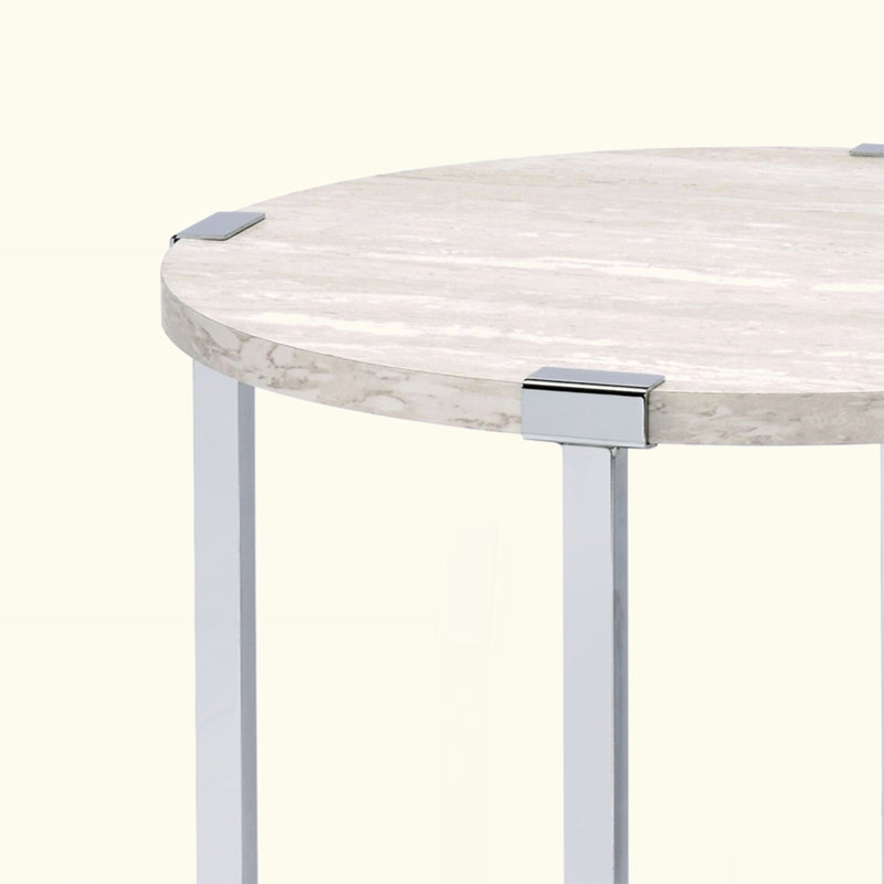 Round End Table With X-Shape Support