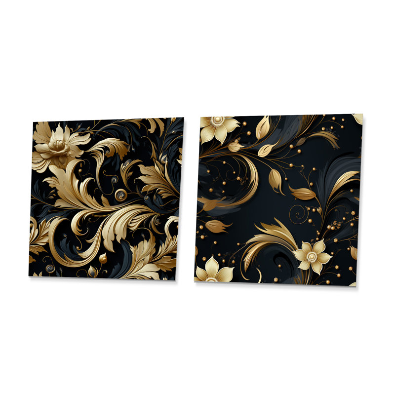 Gertrude - ensemble de 2 carrés décoratifs floraux en métal, H 16 po x l 32 po
