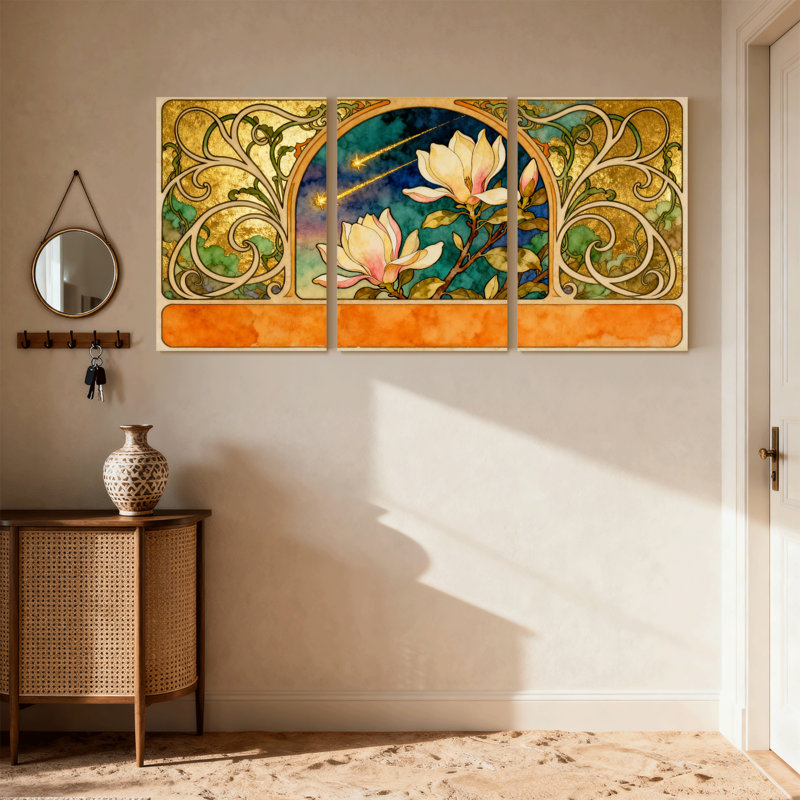 Ensemble de 3 impressions sur toile style Magnolia, H 24 po x l 48 po