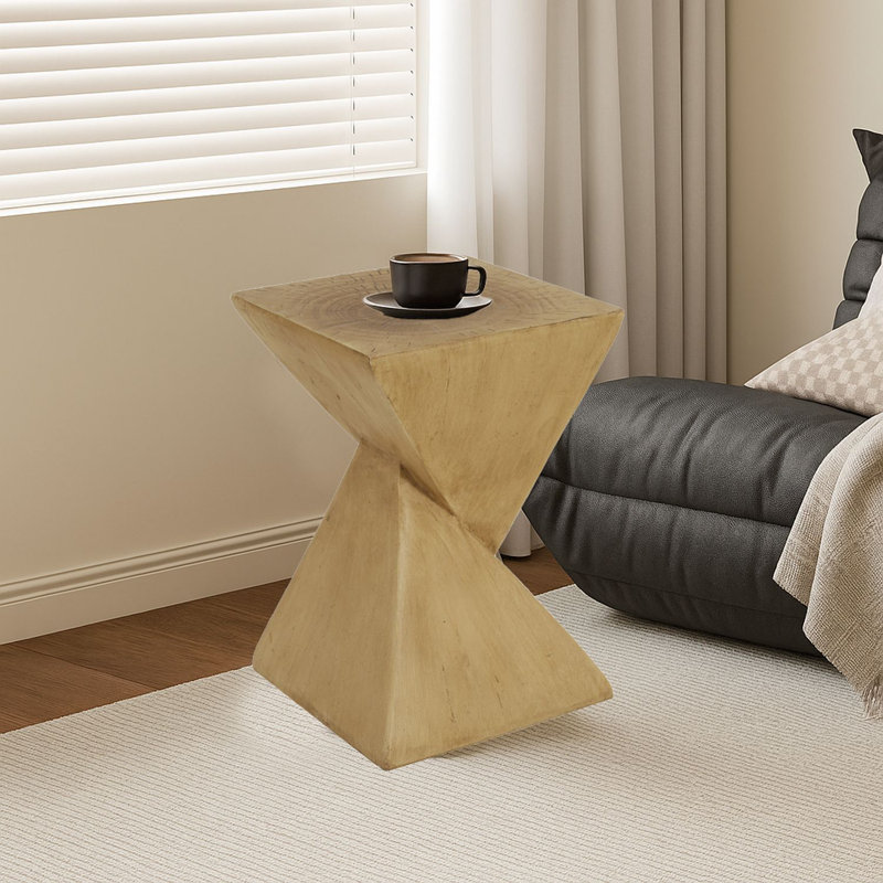 Table de bout moderne en béton géométrique pour l'intérieur et l'extérieur, Clair naturel
