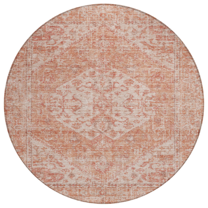 Tapis rond 8 po Coral and Pink