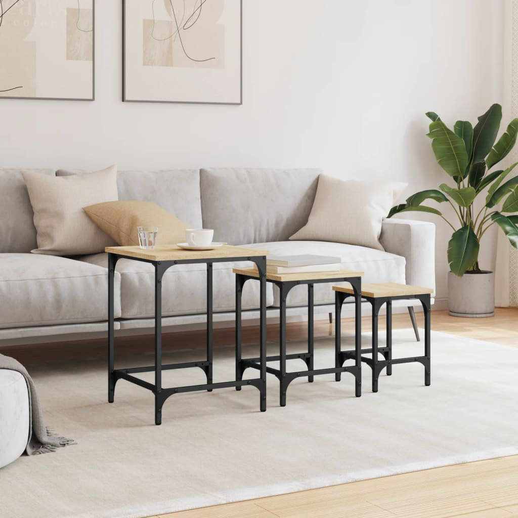 Vidaxl Nesting Coffee Tables 3 Pcs Grey Sonoma Engineered Wood