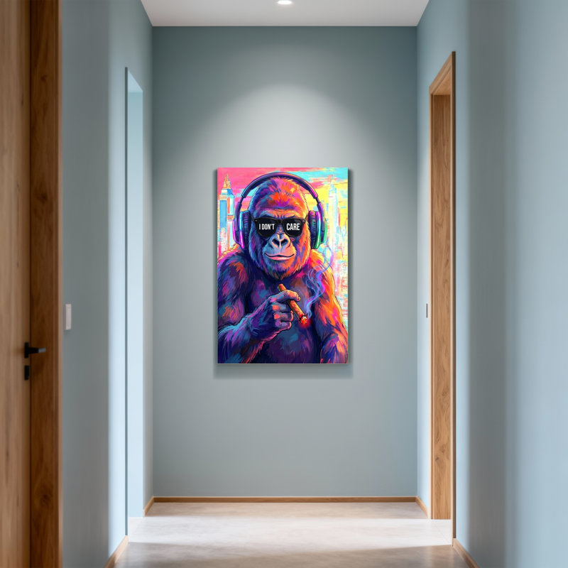 Animaux, gorille coloré avec casque et lunettes de soleil, H 30 po x l 20 po