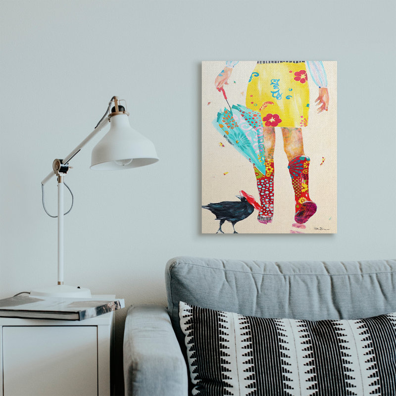 «Walking In Rainboots», H 30 po x l 24 po, Toile tendue