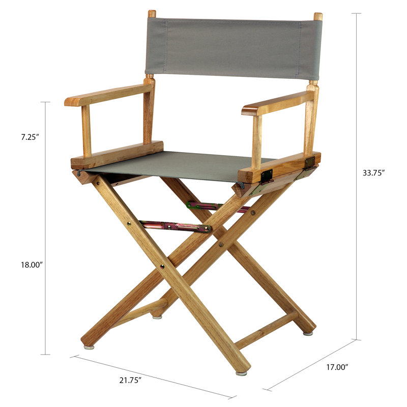 Chaise de réalisateur pliante 18 po, Naturel, gris