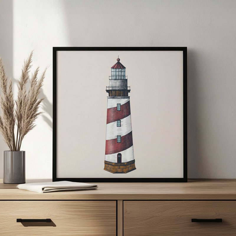 «Nautical Light House» par Newburyboutique, reproduction d'art, H 36 po x l 36 po, Brun