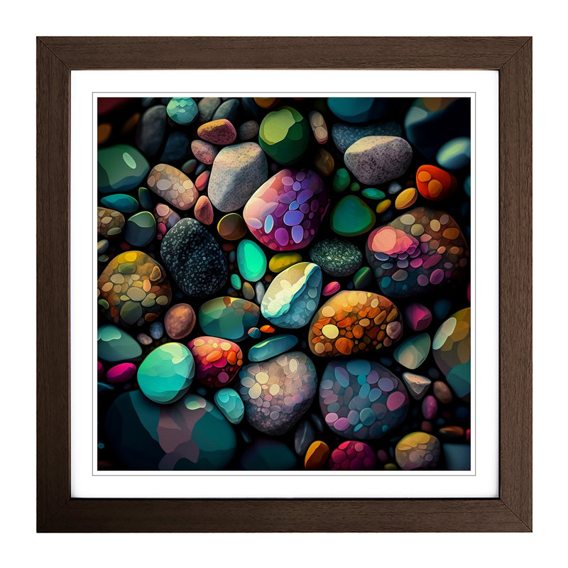 Pebbles Impressionism - Framed Print, Walnut