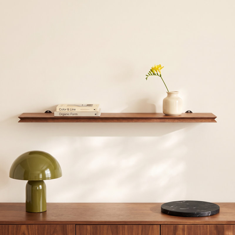 Irie Handcrafted Solid Mango Wood Floating Shelf, 1'' H x 36'' W x 6'' D, Walnut