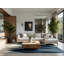 Soft Plush Tonnele Minimalist Geometric Area Rug in Grey – Navy Binding-1037531025