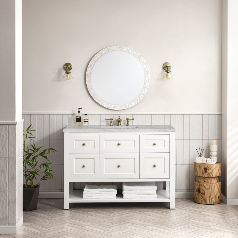 Breckenridge 48'' W Single Vanity, Bright White, Victorian Silver, 8" Widespread