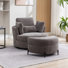 Kavonta Upholstered Slipcovered Swivel Barrel Chair with Ottoman