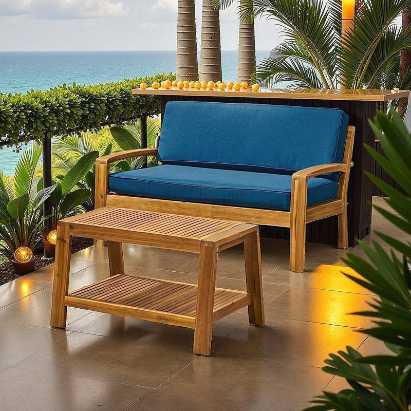 Ensemble de causeuse et table basse Elegant | Mobilier de jardin résistant aux intempéries pour des vacances relaxantes | Style transitionnel inclus