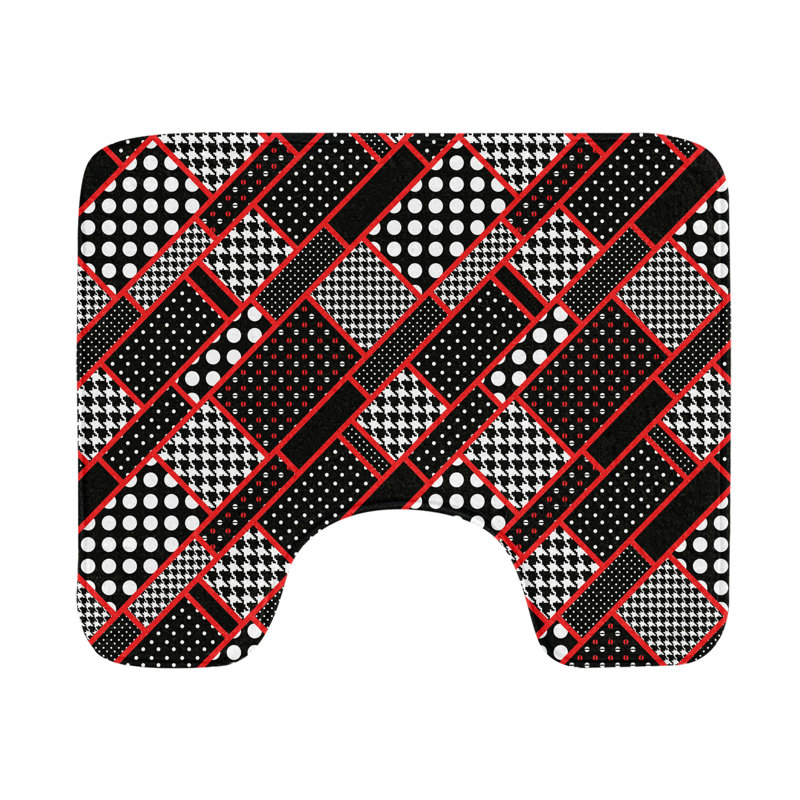 Tapis de salle de bain en forme de U Shapes 20 "Scarlet White Black
