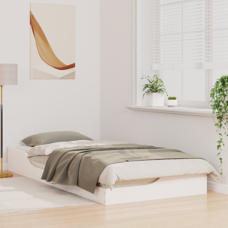 Solid Wood Bed, White, European Single (90 x 200 cm)