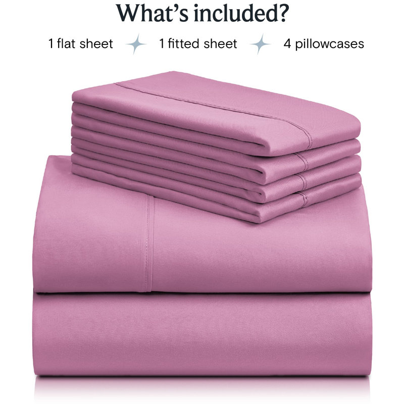 Luxclub 4 PC Light Plum Full Silky Soft Cooling Extra Deep Pocket Performance Sheet Set, Light Plum
