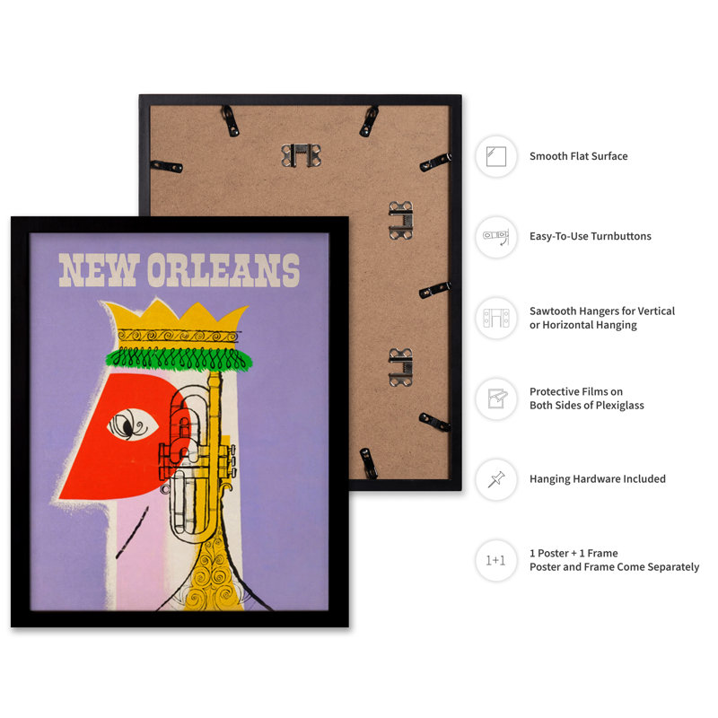 New Orleans No3, Cadre noir, Affiche, H 16 po x l 20 po